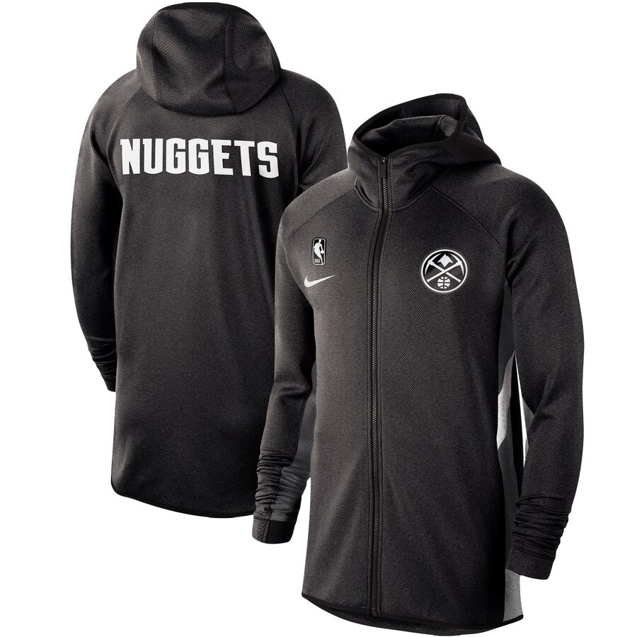 Cheap Men Nike Denver Nuggets Heathered Black Authentic Showtime Therma Flex Performance FullZip Hoodie